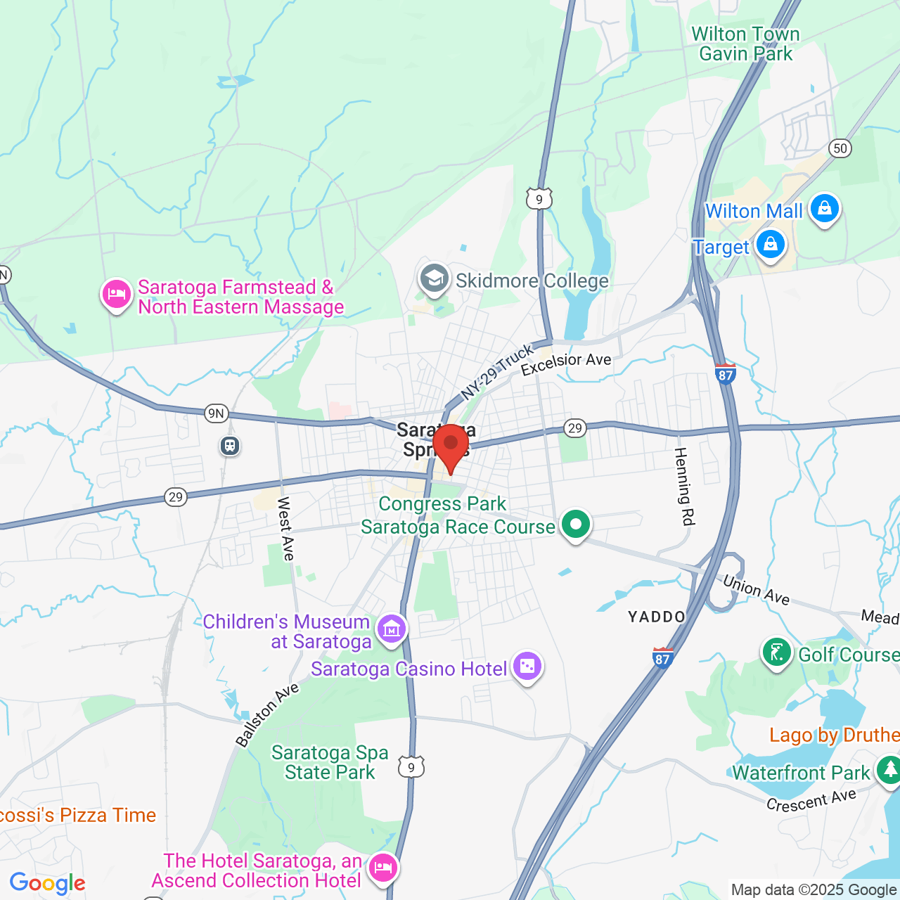 Google map image of our location in 37 Henry Street Saratoga Springs, NY